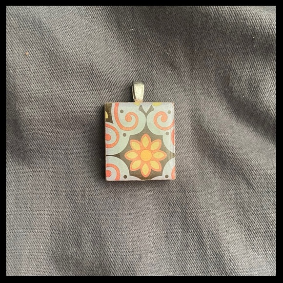 Game Tile Flower Charm Pendant for Necklace • Gift • Made in the USA - Picture 1 of 4